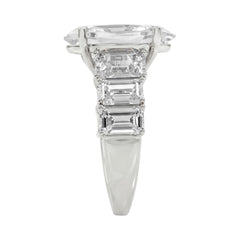 Luxury 14K White Gold 5 1/2Ct Emerald & Oval Cut Diamond Engagement Ring Classic Fine Jewelry For Women 3.00Ct Oval Center Stone (Color F-G -Clarity Vs1/Vs2)
