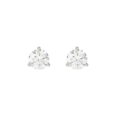 14K White Gold 2.00CT Round Brilliant Diamond Solitaire Stud Earrings for Women Fine Jewelry