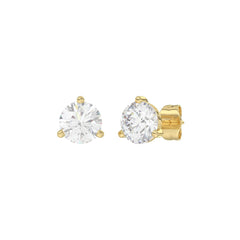 14K Yellow Gold 2.00CT Round Brilliant Diamond Solitaire Stud Earrings for Women Fine Jewelry