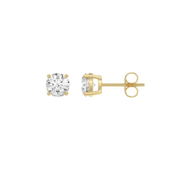 14K Yellow Gold 1.00 Ct Round Brilliant Diamond Stud Earrings Lab Grown Diamond Solitaire Earrings For Women Fine Jewelry Gift