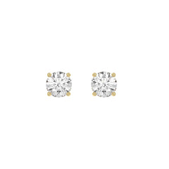 Luxury 14K Yellow Gold 1 1/2Ct Round Diamond Stud Earrings Classic Lab Grown Diamond Solitaire Earrings