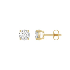 Luxury 14K Yellow Gold 1 1/2Ct Round Diamond Stud Earrings Classic Lab Grown Diamond Solitaire Earrings