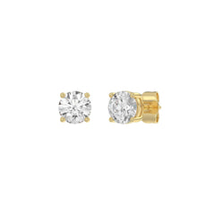 Luxury 14K Yellow Gold 1 1/2Ct Round Diamond Stud Earrings Classic Lab Grown Diamond Solitaire Earrings