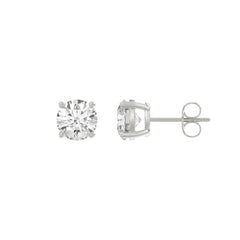 14K White Gold 2.00 Ct Round Brilliant Diamond Stud Earrings Lab Grown Diamond Solitaire Earrings For Women Fine Jewelry Gift