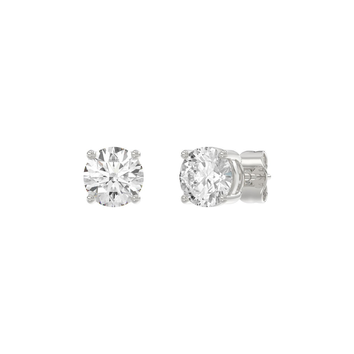 14K White Gold 2.00 Ct Round Brilliant Diamond Stud Earrings Lab Grown Diamond Solitaire Earrings For Women Fine Jewelry Gift