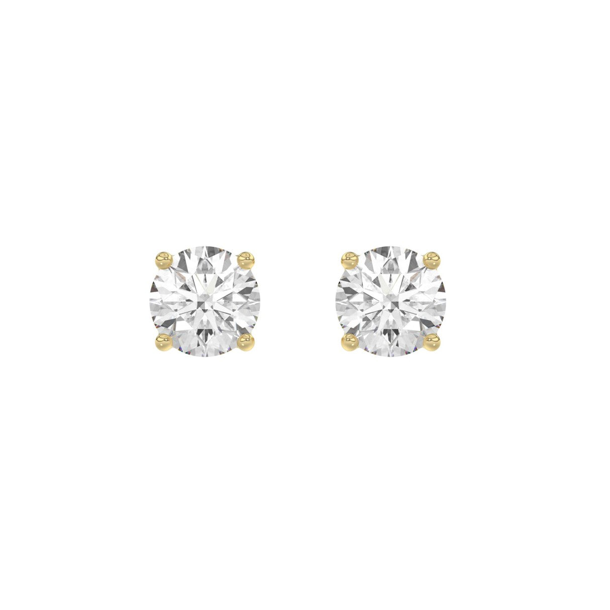 Luxury 14K Yellow Gold 2 1/2Ct Round Diamond Stud Earrings Classic Lab Grown Diamond Solitaire Earrings