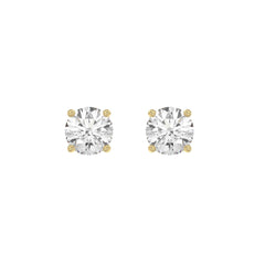 Luxury 14K Yellow Gold 2 1/2Ct Round Diamond Stud Earrings Classic Lab Grown Diamond Solitaire Earrings