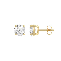 Luxury 14K Yellow Gold 2 1/2Ct Round Diamond Stud Earrings Classic Lab Grown Diamond Solitaire Earrings