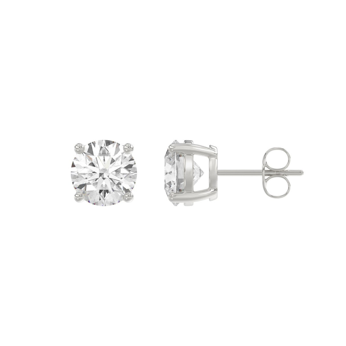 14K White Gold 3.00 Ct Round Brilliant Diamond Stud Earrings Lab Grown Diamond Solitaire Earrings For Women Fine Jewelry Gift