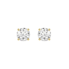 14K Yellow Gold 3.00 Ct Round Brilliant Diamond Stud Earrings Lab Grown Diamond Solitaire Earrings For Women Fine Jewelry Gift