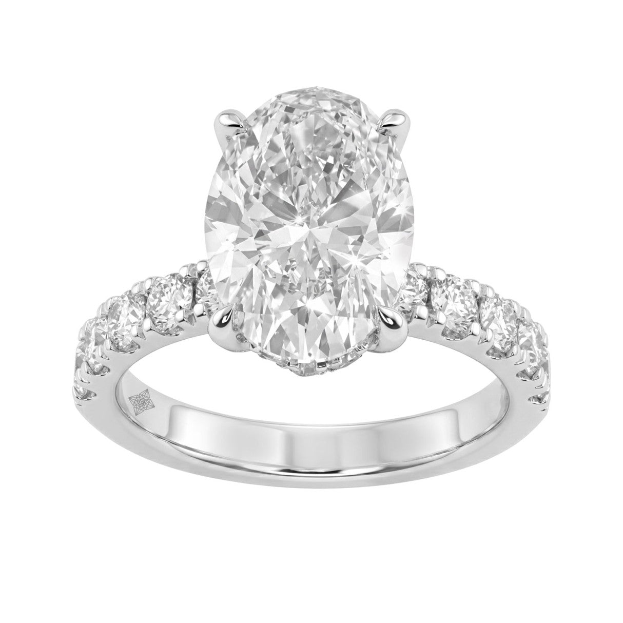 Luxury 14K White Gold 5.00Ct Oval Diamond Engagement Ring With Hidden Halo And Round Diamonds 4.00Ct Oval Center Stone (Color F-G -Clarity Vs1/Vs2)