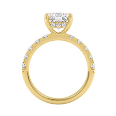 Elegant 14K Yellow Gold Ladies Ring With 4.00Ct Round And Radiant Diamonds In A Sparkling Hidden Halo Ring 3.00Ct Radiant Center Stone (Color F-G -Clarity Vs1/Vs2)