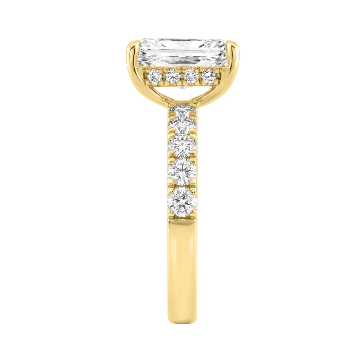 Elegant 14K Yellow Gold Ladies Ring With 4.00Ct Round And Radiant Diamonds In A Sparkling Hidden Halo Ring 3.00Ct Radiant Center Stone (Color F-G -Clarity Vs1/Vs2)