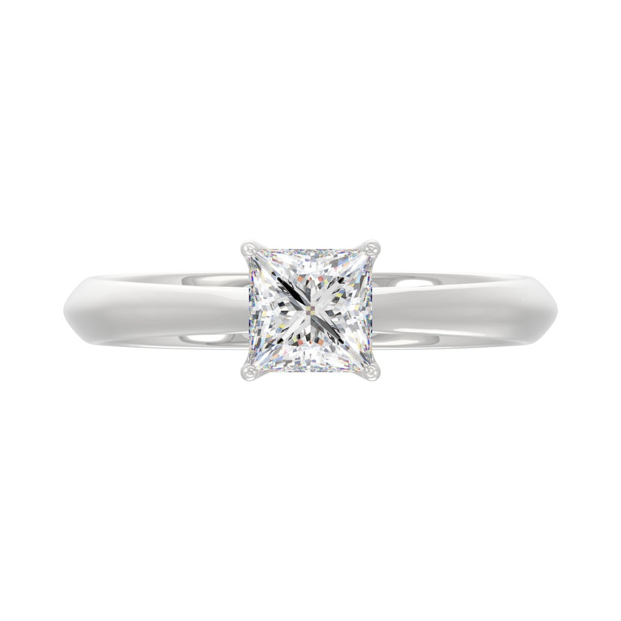 LADIES SOLITAIRE RING 1CT PRINCESS DIAMOND 14K WHITE GOLD