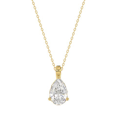 LADIES SOLITAIRE PENDANT WITH CHAIN 1CT PEAR DIAMOND 14K YELLOW GOLD