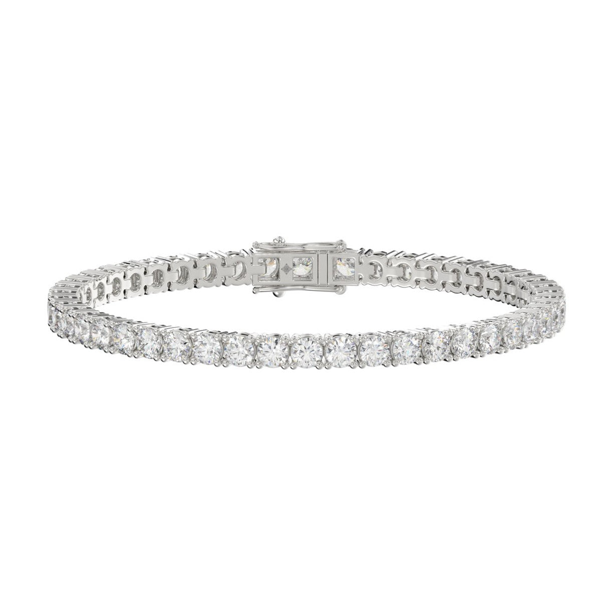 LADIES BRACELET 5CT ROUND DIAMOND 14K WHITE GOLD
