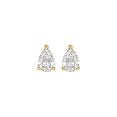 LADIES SOLITAIRE EARRINGS 1CT PEAR DIAMOND 14K YELLOW GOLD